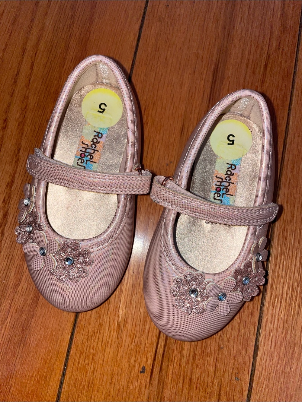 Rachel Shoes Rose Gold Floral Mary Jane Girls' Dress Shoes
